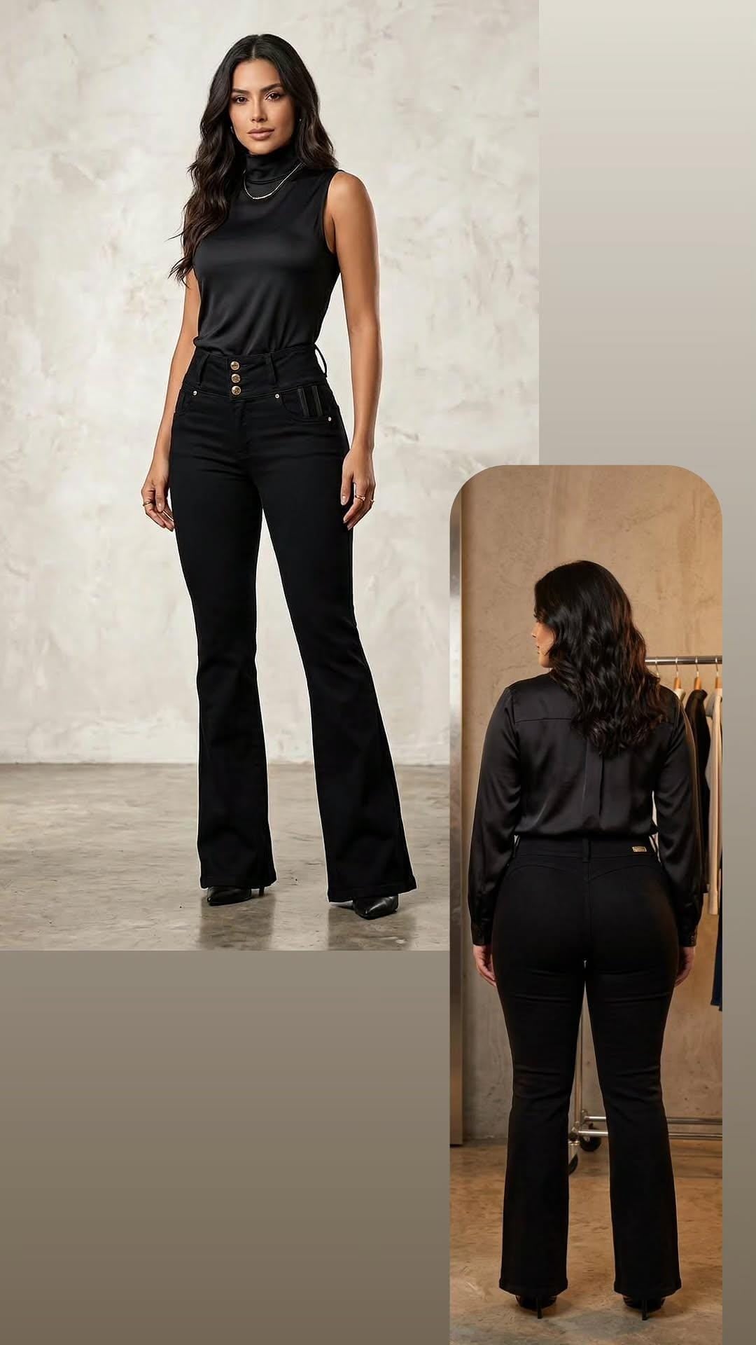 JEANS NEGRO LEVANTA COLA