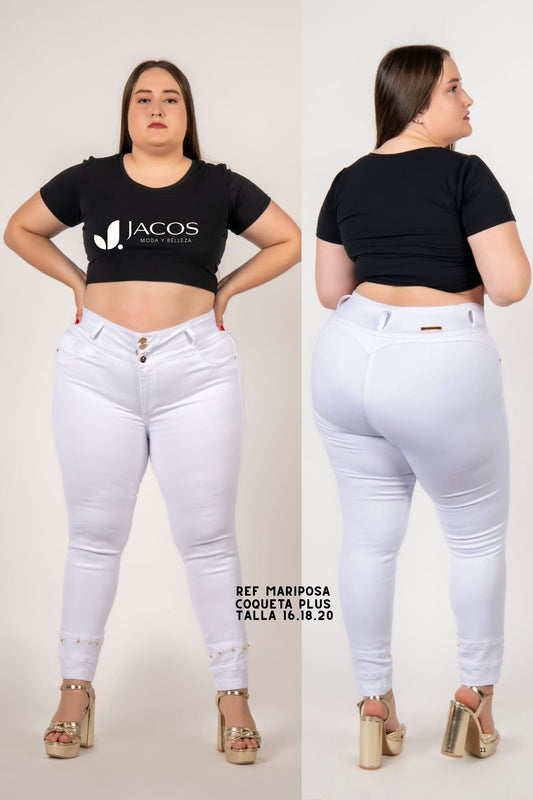 JEANS COLOMBIANO BLANCO TALLA PLUS