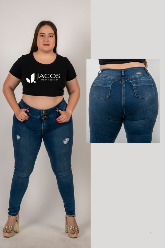 JEANS LEVANTA COLA TALLA PLUS MARIPOSA LINDA