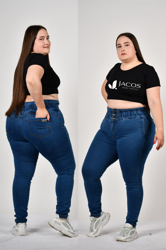 JEANS LEVANTA COLA PLUS MARIPOSA ELASTICA