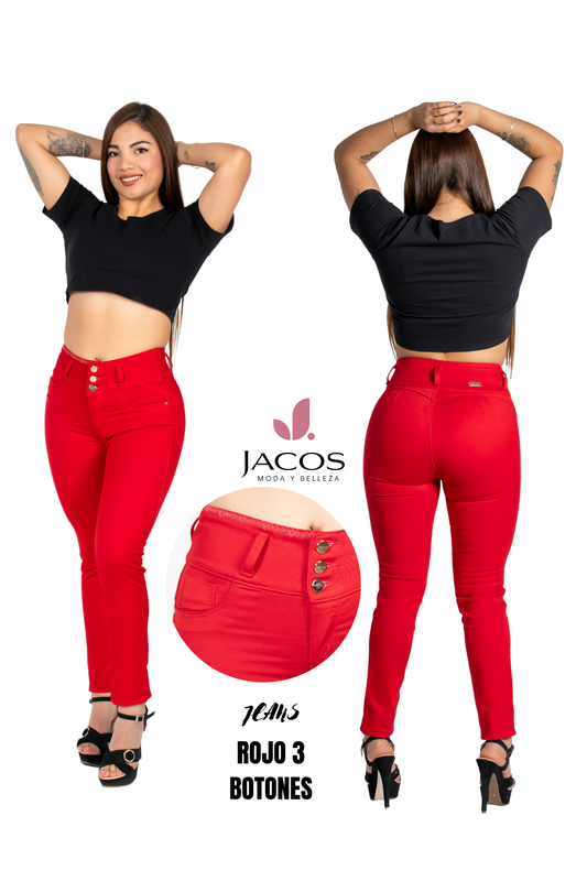 JEANS LEVANTA COLA ROJO