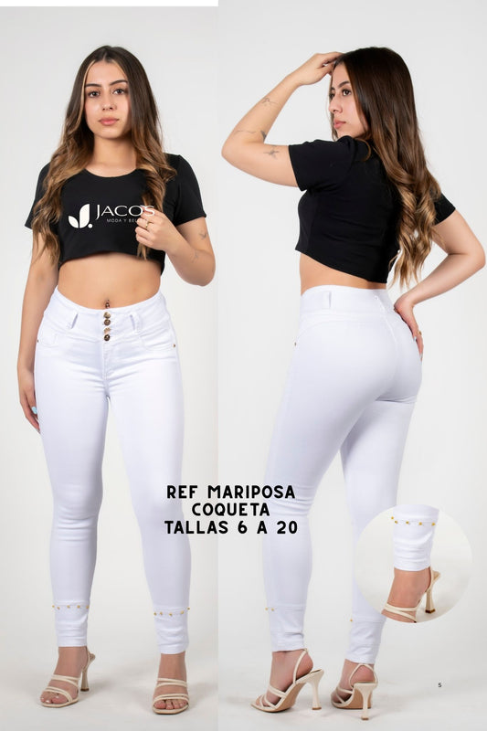 JEANS BLANCO LEVANTA COLA REF COQUETA
