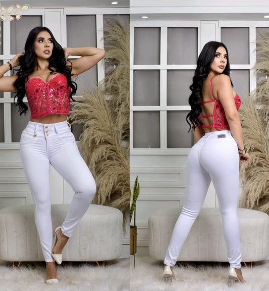 Jeans blanco sin bolsillo