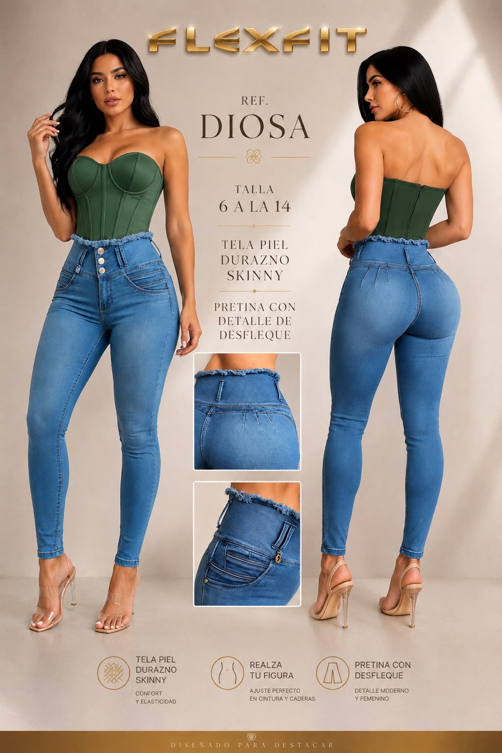 JEANS FLECOS TELA DURAZNO