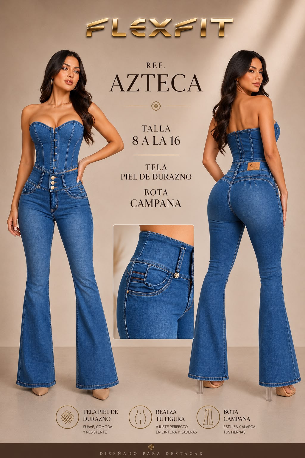 JEANS CAMPANA TELA DURAZNO